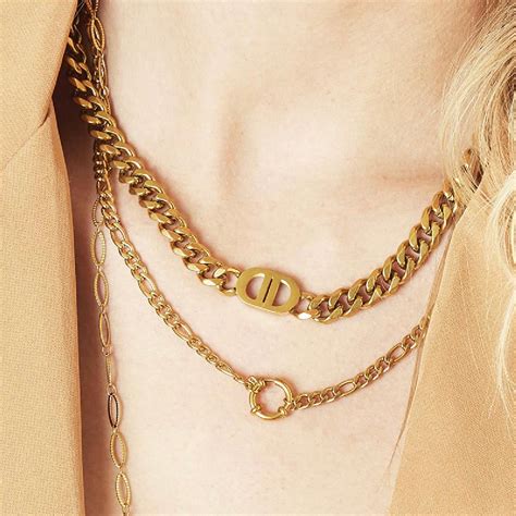 christian dior ketting goud dames|Ketting staal Christian Dior goud in Staal .